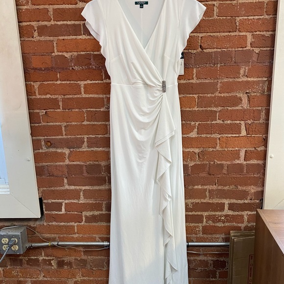 White Flutter-Sleeve Surplice Maxi Dress - Picture 2 of 7
